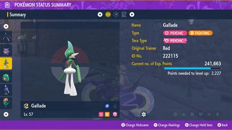 gallade level up moveset violet.
